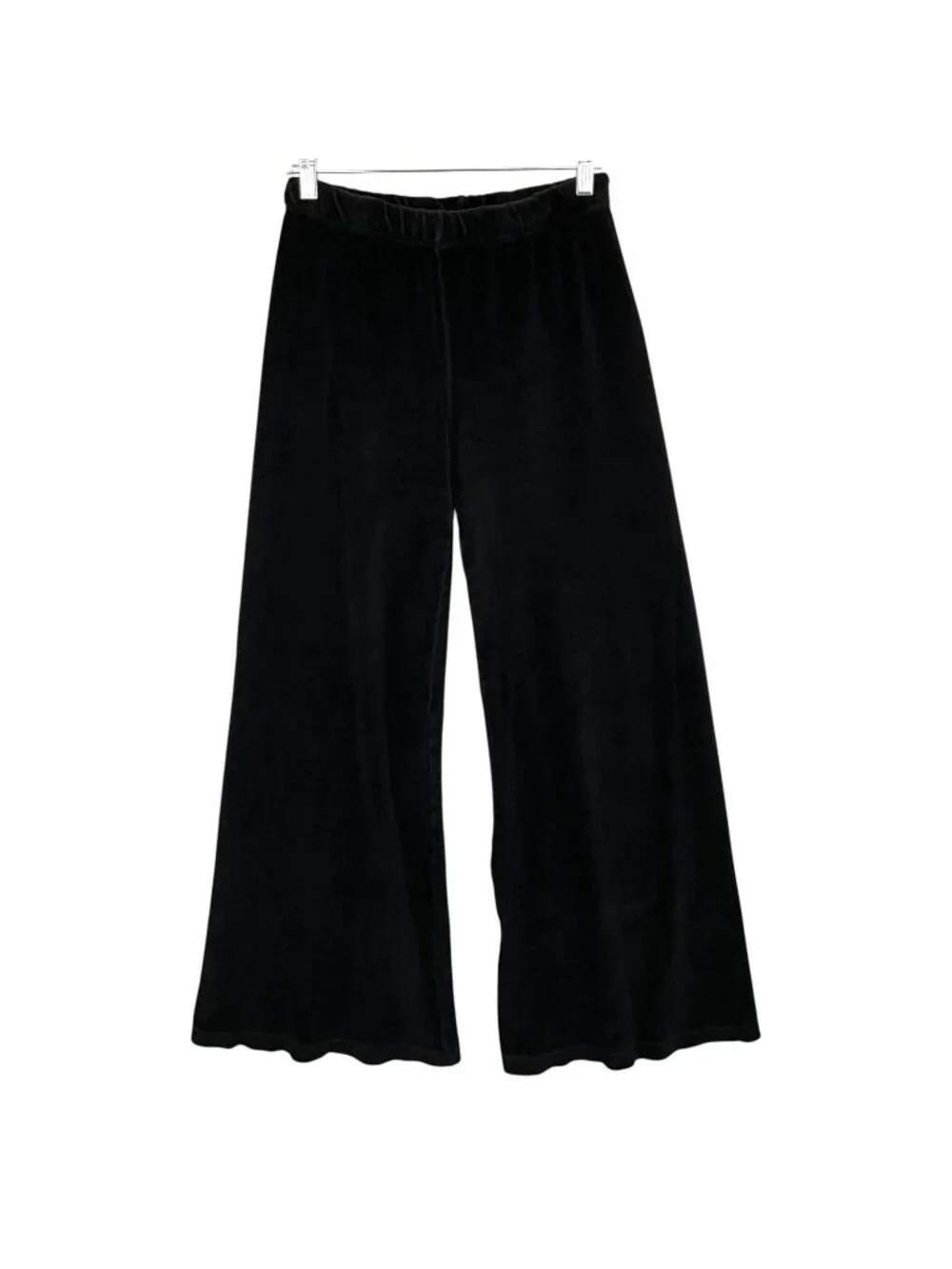 Suzie Kondi Velour Sweatpants Womens XS Black Wide Leg Elastic Waist Lounge